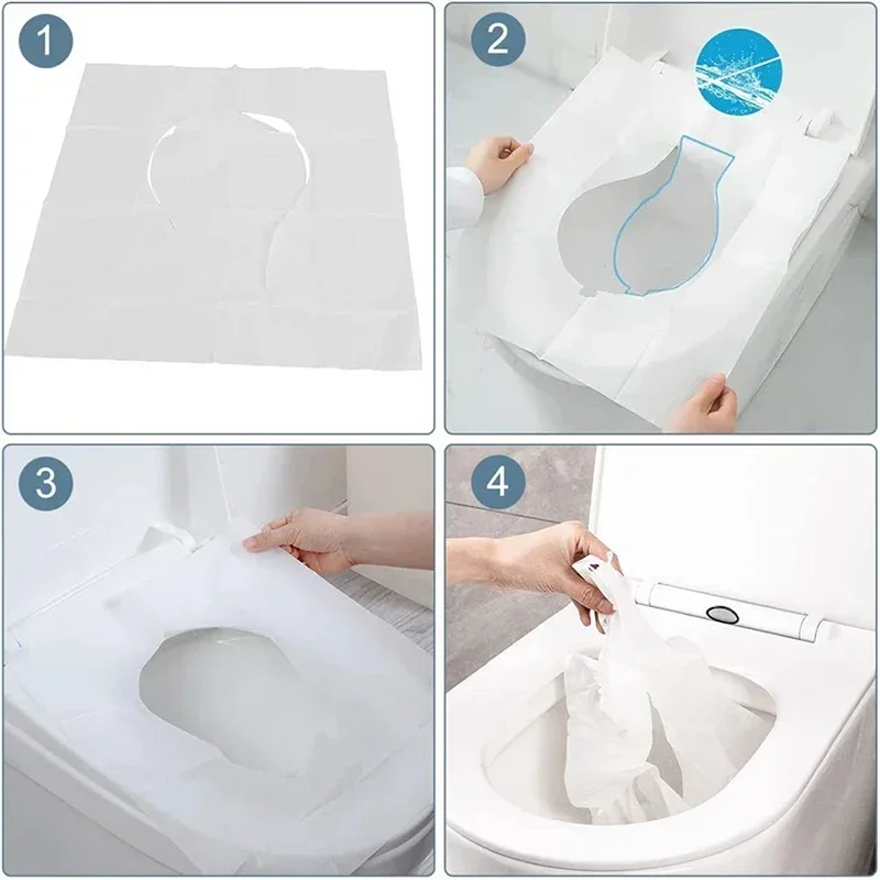 10/50PCS Disposable Toilet Seat Cover Paper Waterproof Soluble Water Type Travel Camping Hotel Bathroom Accessory Pad Portable