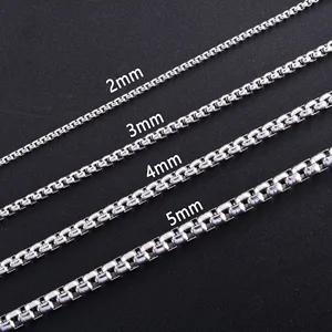 2/3/4/5mm männlicher Edelstahl Silber Quadratkasten Stromrolle Halskette für Frauen Punk Boy Hals Metall Schmuck 8 Hauptverkäufe 35 mm Roll - №3