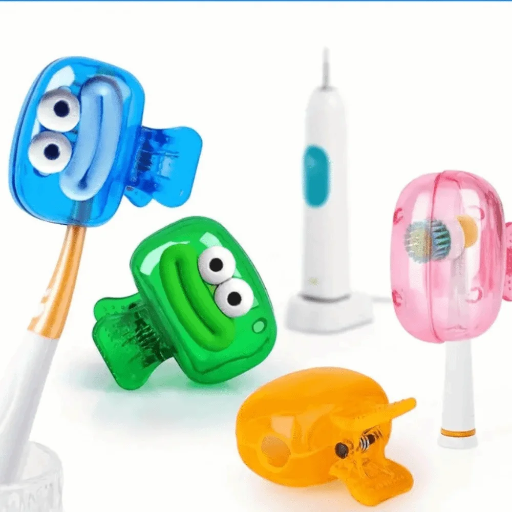 2pcs Portable Plastic Toothbrush Holder Washable Cute Toothbrush Head Cap Protective Durable Toothbrush Case Travel Use
