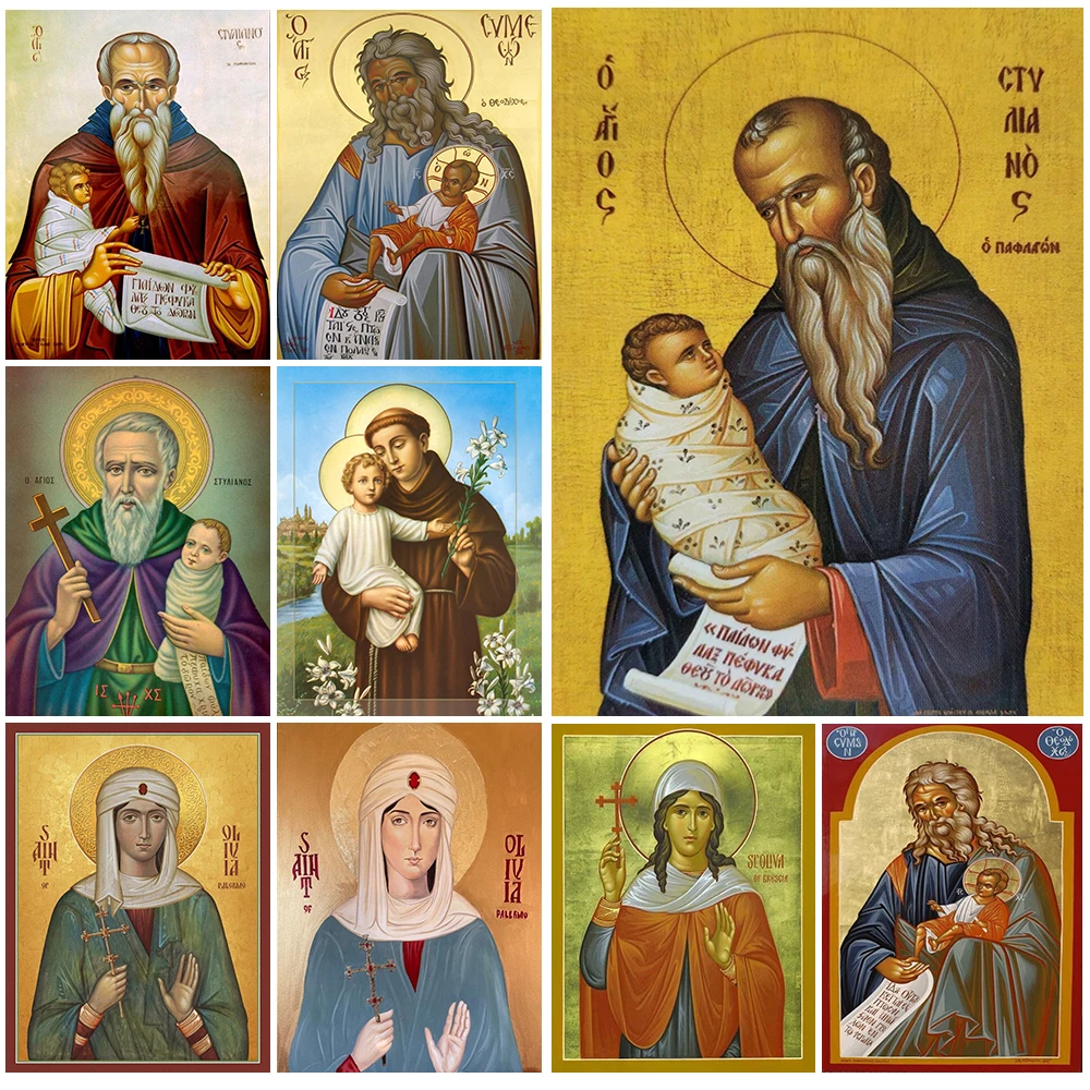 Religión, la Iglesia Ortodoxa griega, Agios Stylianos, cuadro sobre lienzo para pared, imágenes de pared para sala de estar, póster nórdico sin marco
