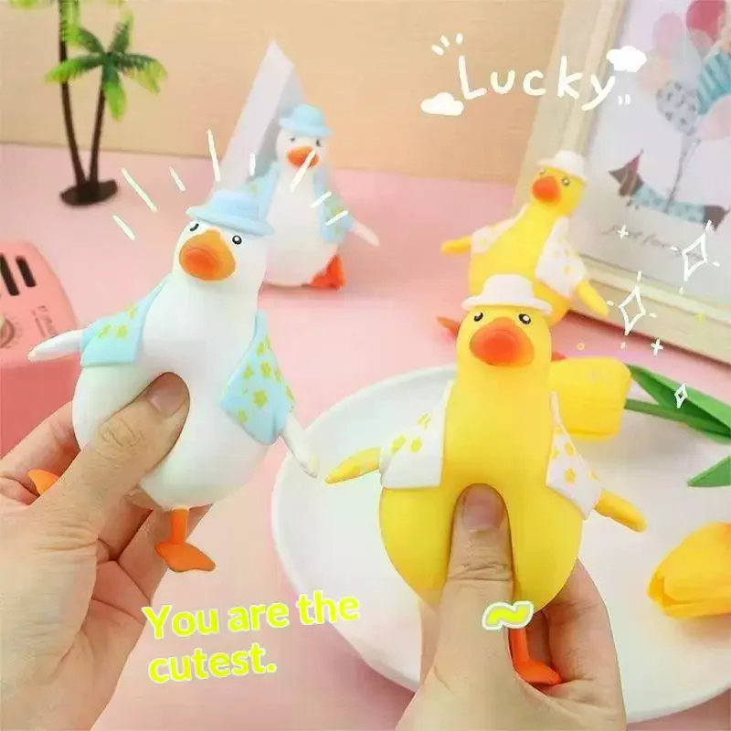 1/2pcs Cute Dress Up Duck  Toy Yellow Duck Slow Rising Squeeze Stress Relief Fidget Toy Soft Decompression Gift for Kids