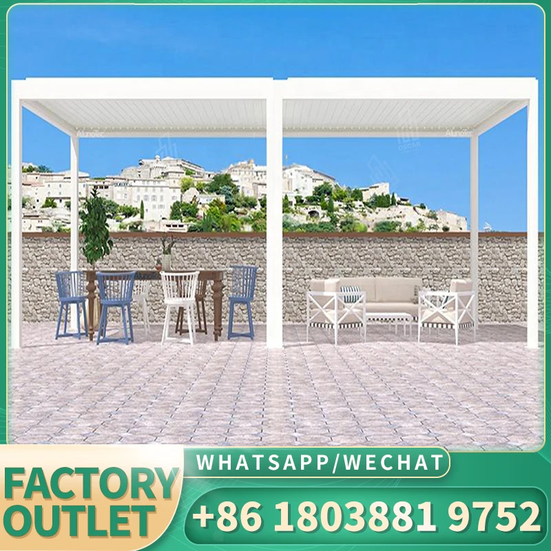 Waterproof UV-resistance Custom Aluminium Garden Outdoor Electric Pergola Outdoor Aluminium Louver Pergola