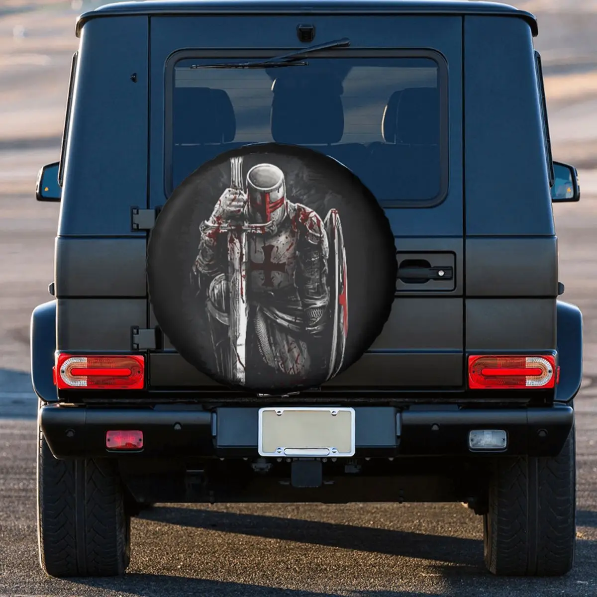 Brave Rosary Crusader Warrior Spare Tire Cover for Jeep Medieval Shield Cross Knights Templar SUV Car Wheel Protectors