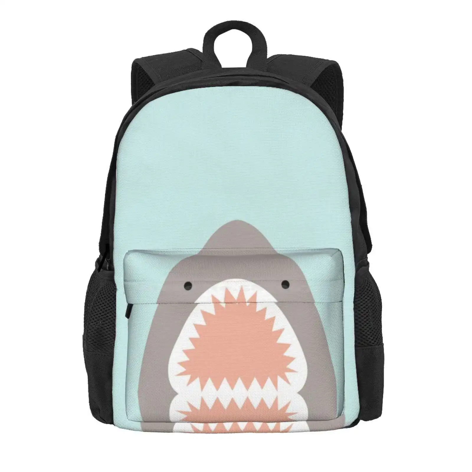 Shark Attack Hot Sale Schoolbag Backpack Fashion Bags Animals Sharks Ocean Nature Wildlife Pattern Sea Cute Vector Blue Bite