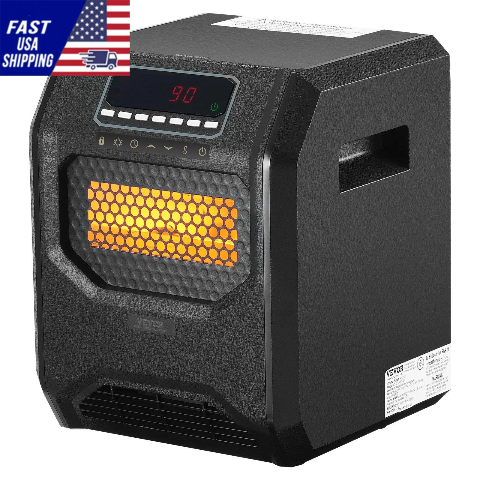 

Infrared Heater, 1500W Remote Control Electric Space Heater, LED Patio Heater w/ 3 Speeds & Timer & Overheat/Tip-Over Prot