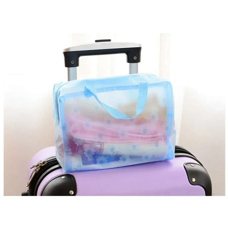 Translucent Handbag Organizer Makeup Travel Cosmetic Bag Waterproof PVC Toiletry Kits Bathroom Storage Wash Bag Daisy Handbag