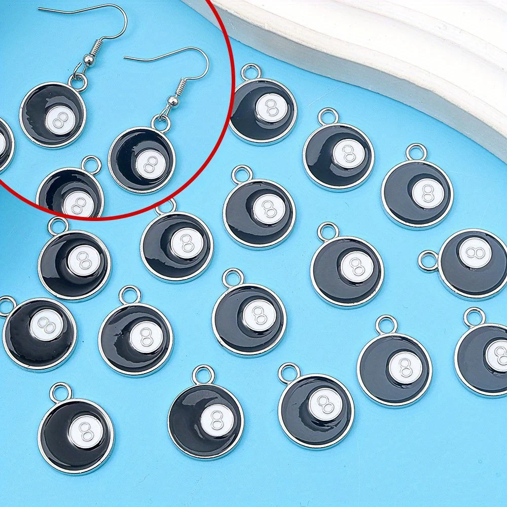 

3/12/18 шт. черный кулон с рисунком восьми шариков, браслеты «сделай сам», ожерелья, серьги, подарочные аксессуары на День святого Валентина