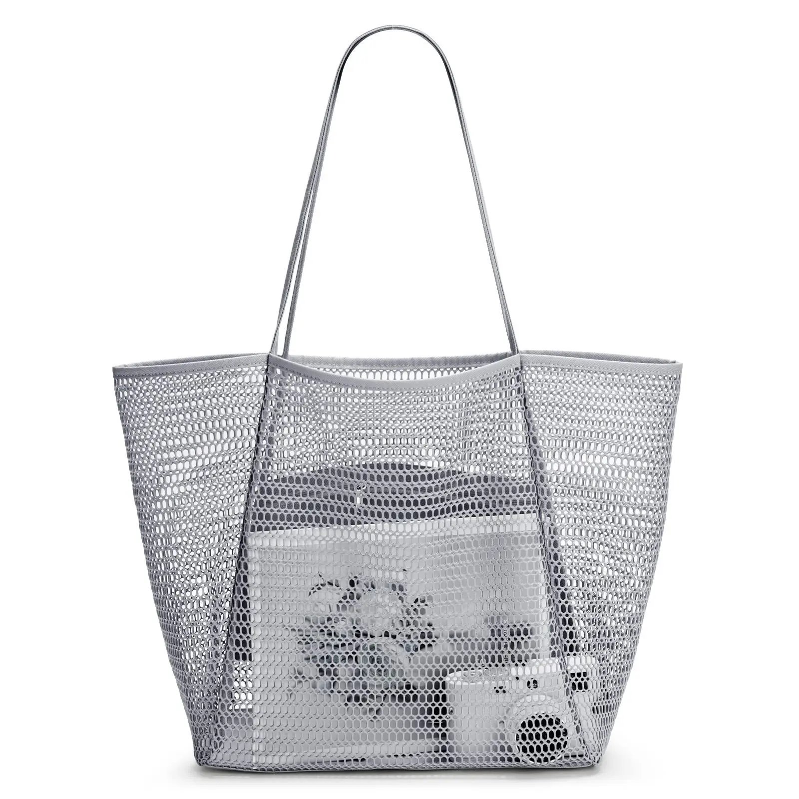 Breathable Mesh Shoulder Handbag Girls Portable Swimming Clothing Toy Storage Bag Beach Bag Shoulder Shopping Bag Large