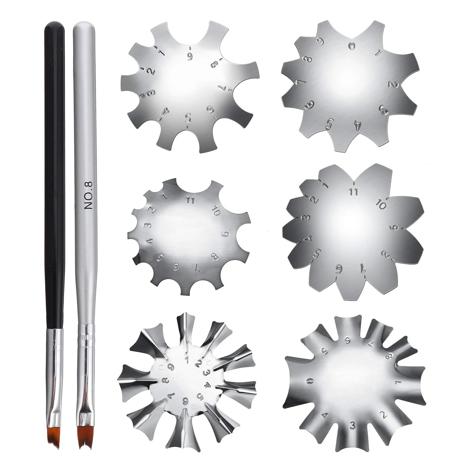 

8Pcs Crystal Nail Templates French Manicure Molding Template Flexible Acrylic Nail Smile Line Cutter Manicure Stencil Gel Cutter