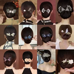 Fashion Elegant Flower Coiling Rod Hair Accessories for Women Retro Luxury Back Spoons Curly Hair Sticks Headwear Mom's Jewelry