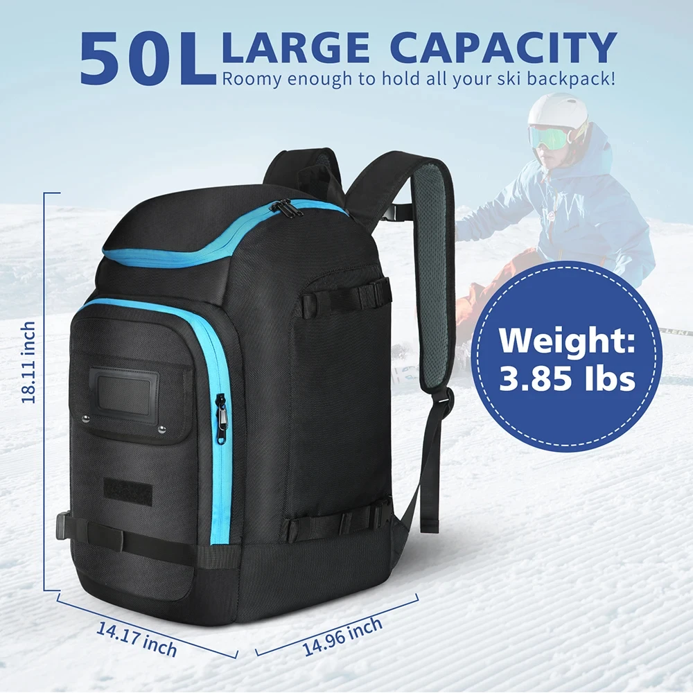 Geestock Waterproof Ski Backpack Large Breathable Skiing Boot Backpack Storage Hang Skis Adjustable Skate Bagpack Outdoor