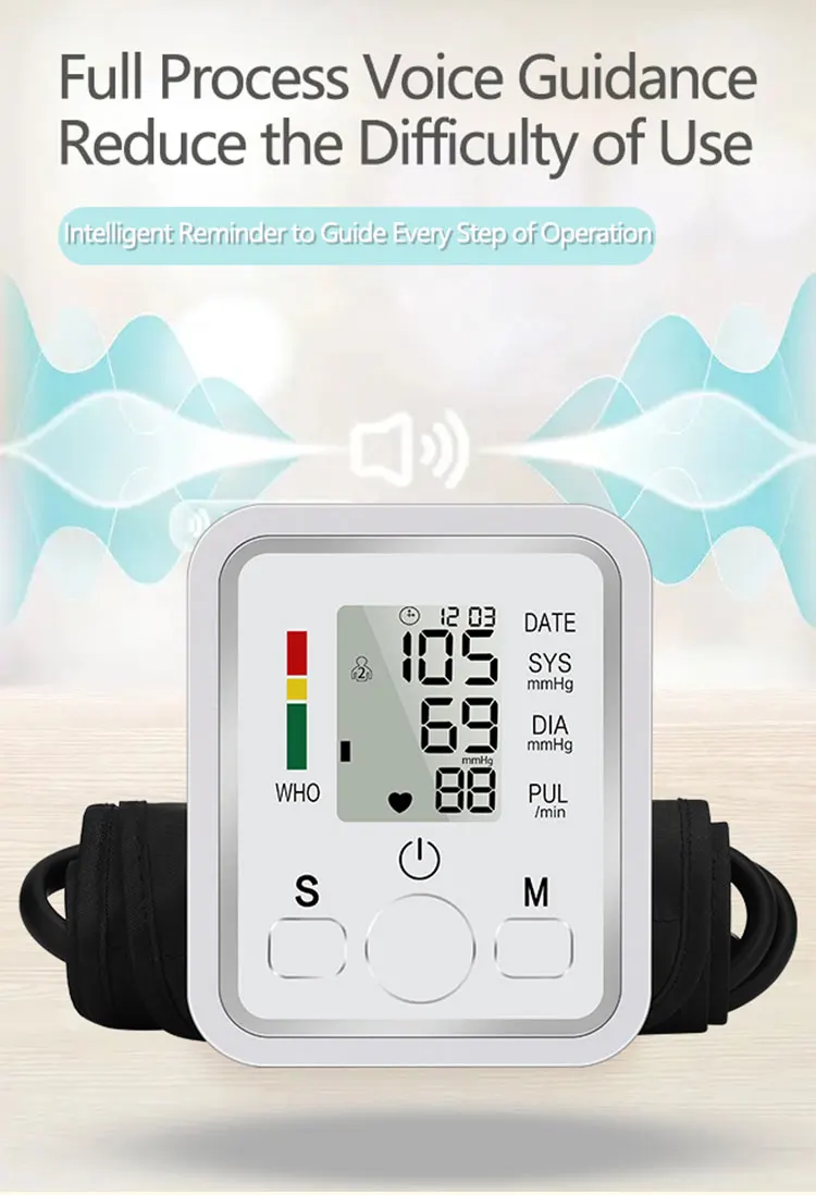 AJC Smart Arm Blood Pressure Monitor Rechargeable Voice Playback Sphygmomanometer Accurate  Broadcast pressure meter for home