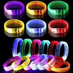 24pc Light Up Bracelet LED Bracelet Flashing LED Wristband Glow in The Dark Bracelets Light Up Party Favors for Wedding Carnival