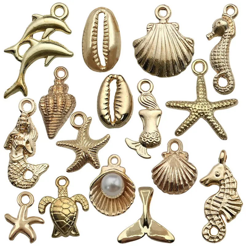 16Pcs/set Alloy Sea Animals Marine Life Charms Pendants for Crafting Jewelry Findings Making Accessory DIY Necklace Bracelet view 5