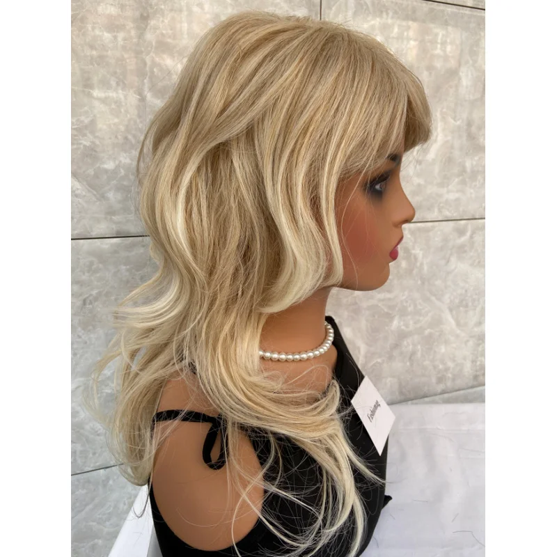 Light Blonde Highlight Mix Hair Blend Heat Ok Wigs Women Soft Natural