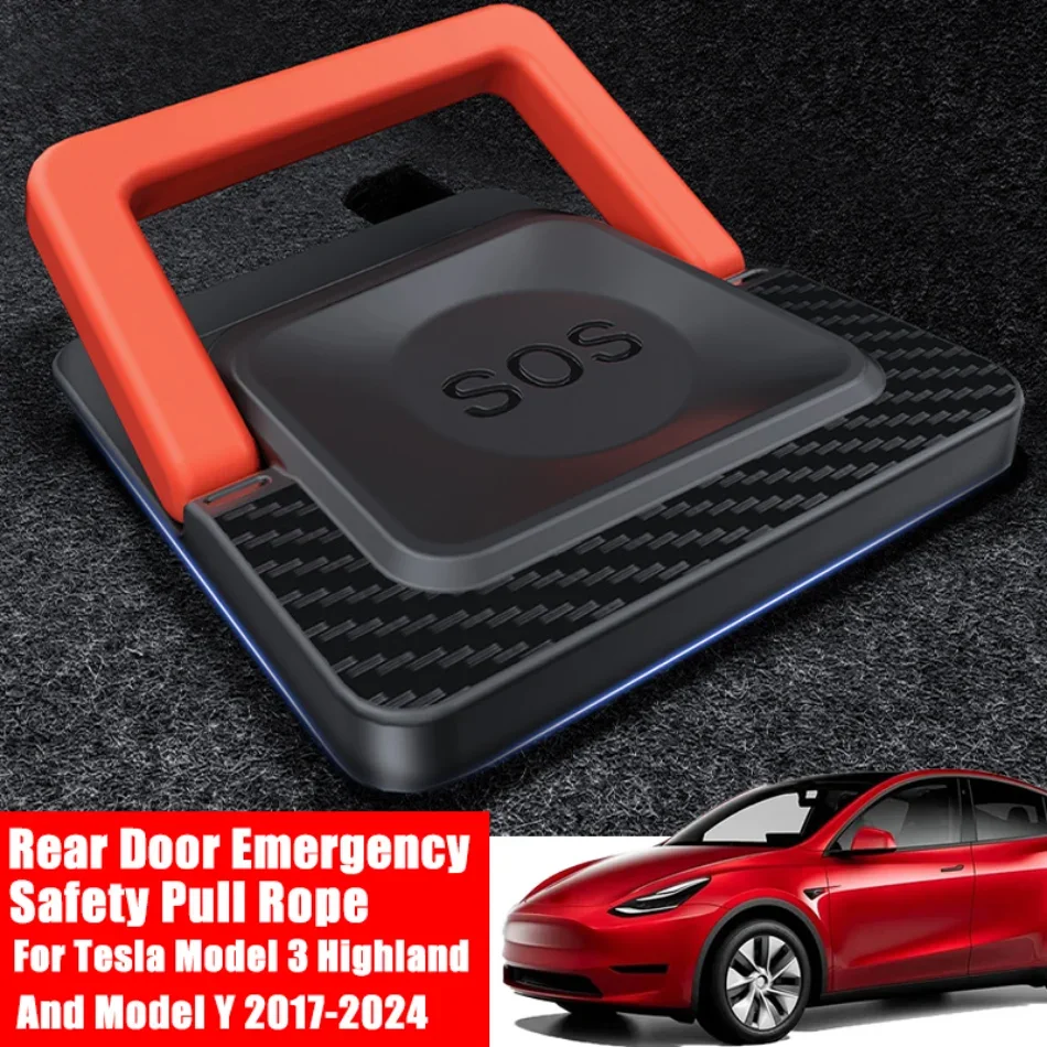 Emergency Safety Pull Rope for Tesla Model 3 2021-2025 Model Y 2017-2024 Rear Door Physical Emergency Handle Car Accessories