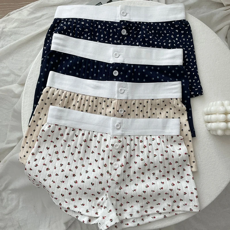 

Fashion Casual Colorblock Sexy Slim Fit Floral Button Shorts For Women