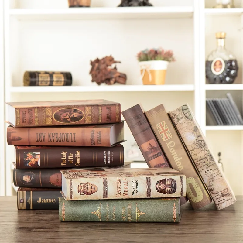 6 pcs European retro simulation books fake books Ornaments American home room decoration photography props restaurant decoration