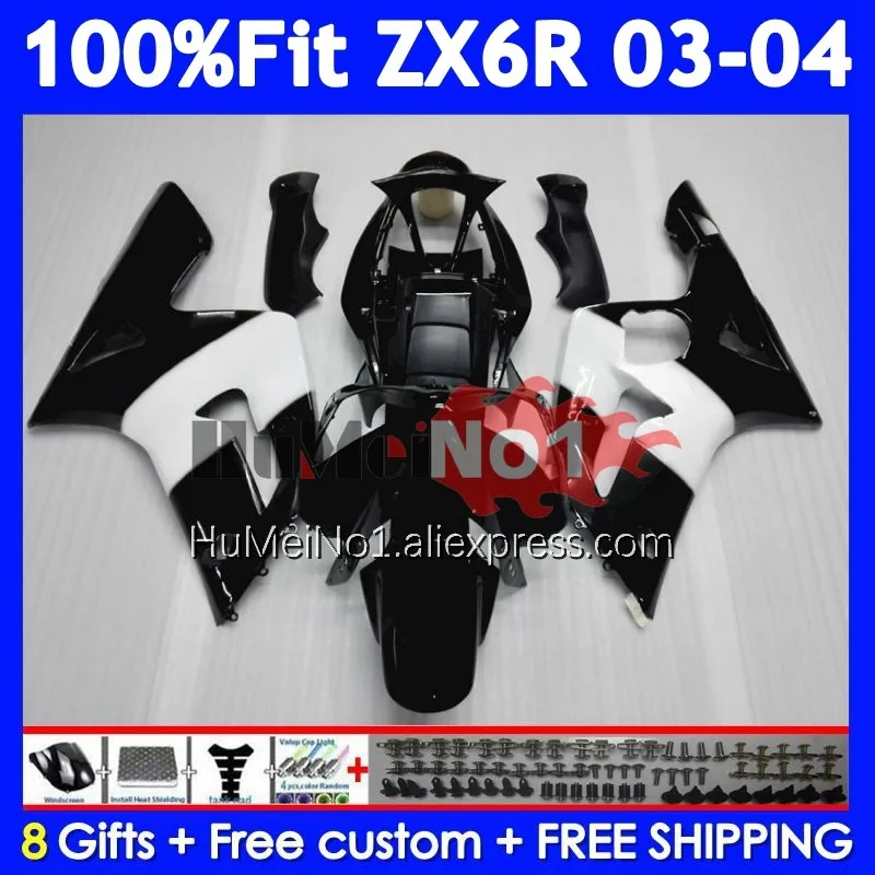 Injection Body For KAWASAKI NINJA ZX 6R 600 636 6 R ZX600 205No.12 ZX-6R ZX636 black west ZX6R 03 04 ZX-636 2003 2004 Fairings