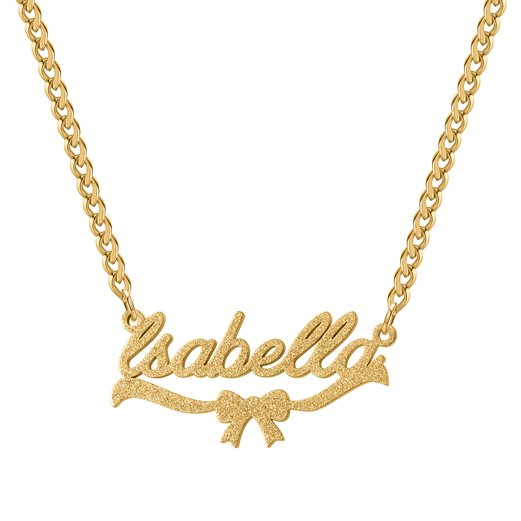 Qitian Custom Matte Nameplate Name Necklace 18kplated Pendant Personalized Name Butterfly Jewelry Best Gift For Women's Necklace