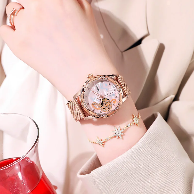 Women Automatic Watch Diamond Mechanical Sport Wristwatch Elegant Female Waterproof Full Steel Bracelet Business Luminous Clock