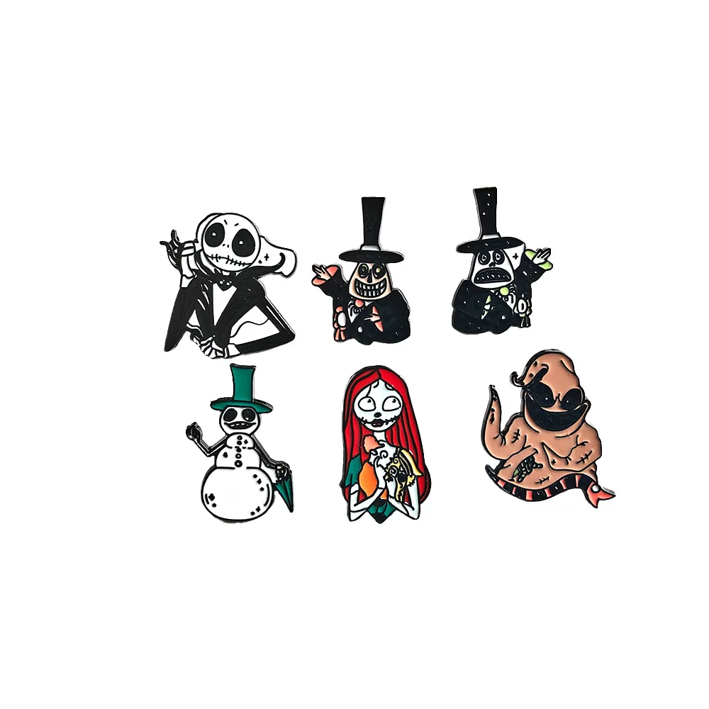 

The Nightmare Before Christmas Jack Skellington Metal Decoration Accessory Trend Cartoon Enamel Pins for Halloween