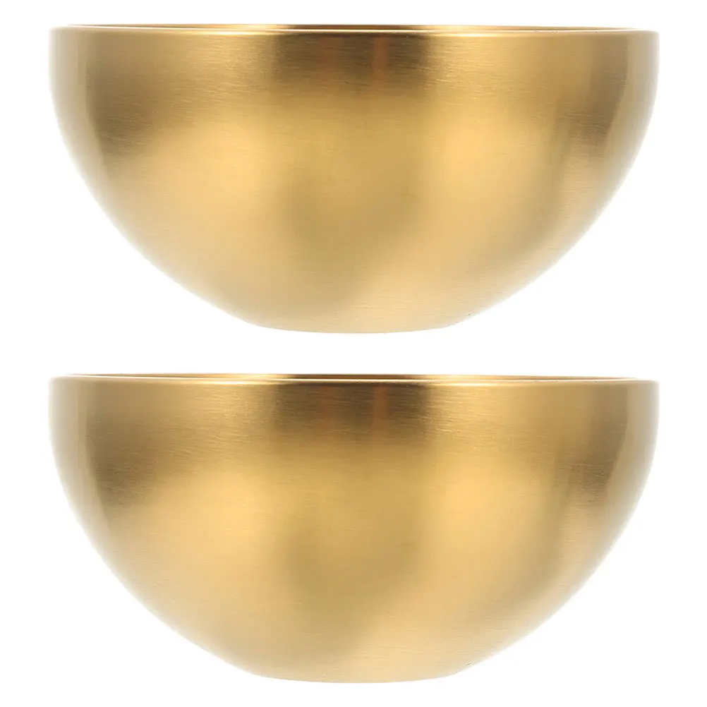

2pcs Stainless Steel Fruit Multi-Function Serving For Salad Dessert Snack Food Reusable Kitchen Bowl Household Noodle Bowl