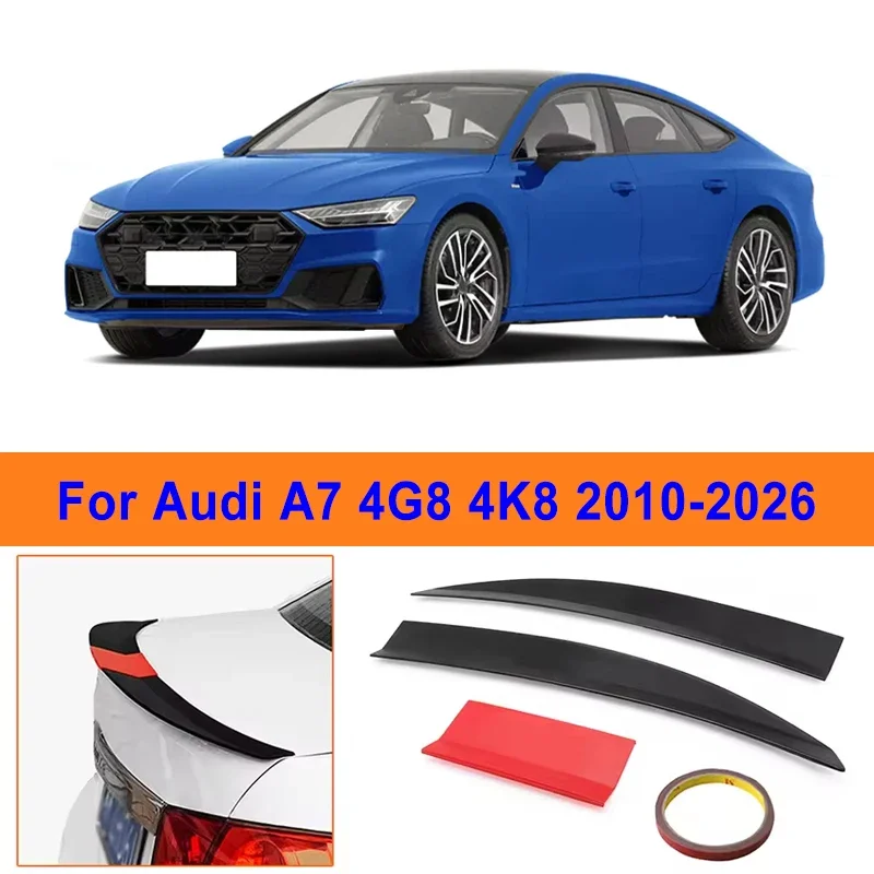 

For Audi A7 4G8 4K8 2010-2026 3-Section ABS Rear Trunk Spoiler 115-125cm Adjustable Sports Decor Top Wing Car Exterior Parts