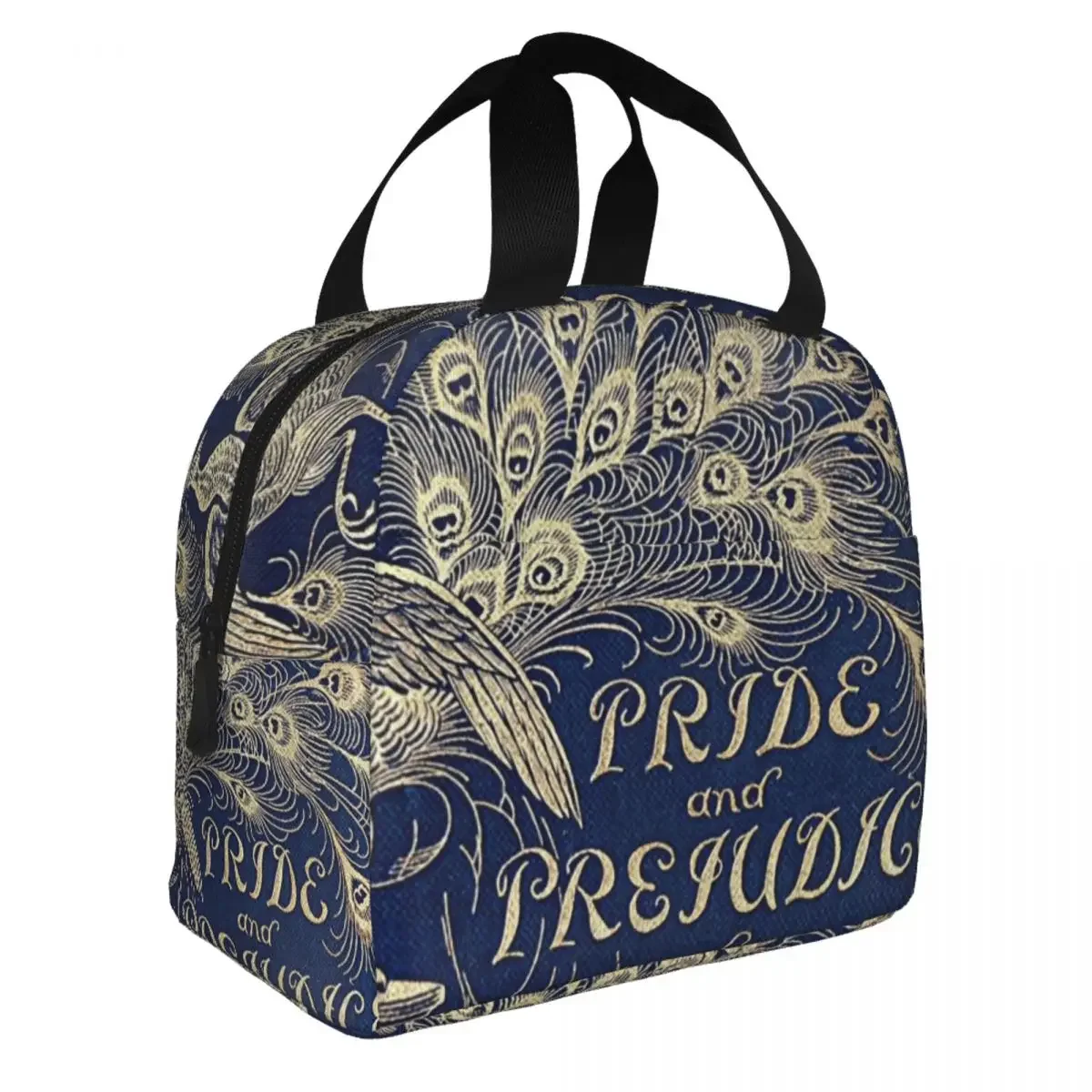 Pride And Prejudice Peacock Feather Portable Lunch Box Women Waterproof Jane Austen Thermal Cooler Food Insulated Lunch Bag