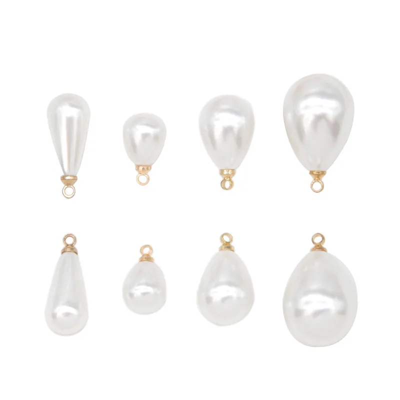 20pcs Imitation Pearl Beads Earring Charms Plastic Water Droplets Pendants for DIY Necklace Bracelet Findings Jewelry Making