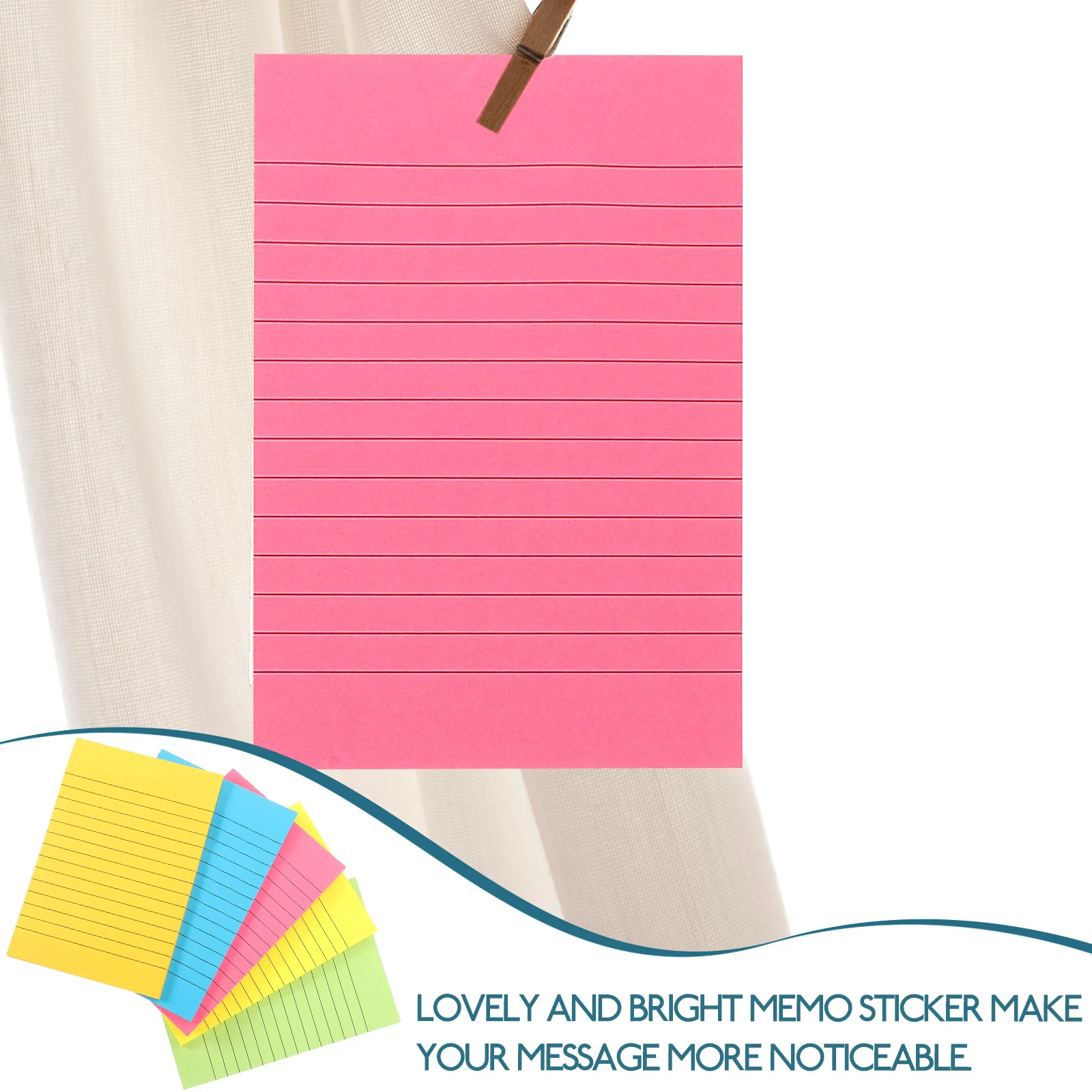 

5 Books Memo Stickers Self-Stick Note Pads Lined Tearable Paper Sticky Notepads Office School Daily Use Memo Pads