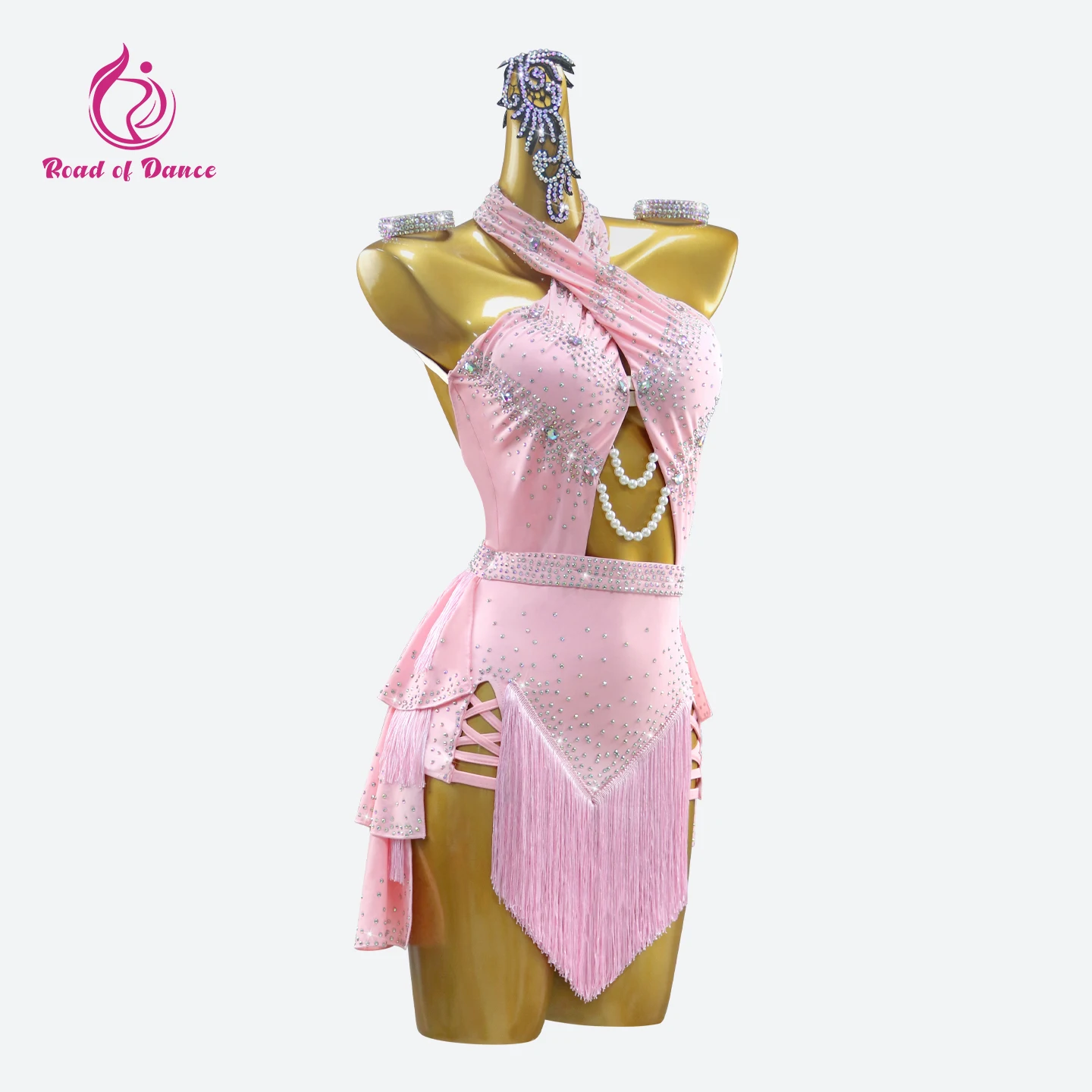 بدلة الرقص النسائية قاعة المنافسة فستان الملابس اللاتينية مهدب تنورة الفتيات مثير الرياضة حفلة موسيقية زي 2025 الأطراف القطب الزي