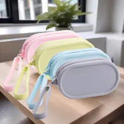 Portable Silicone Coin Purse Large Capacity Zipper Travel Pouch Solid Color Waterproof Cosmetic Bag Students