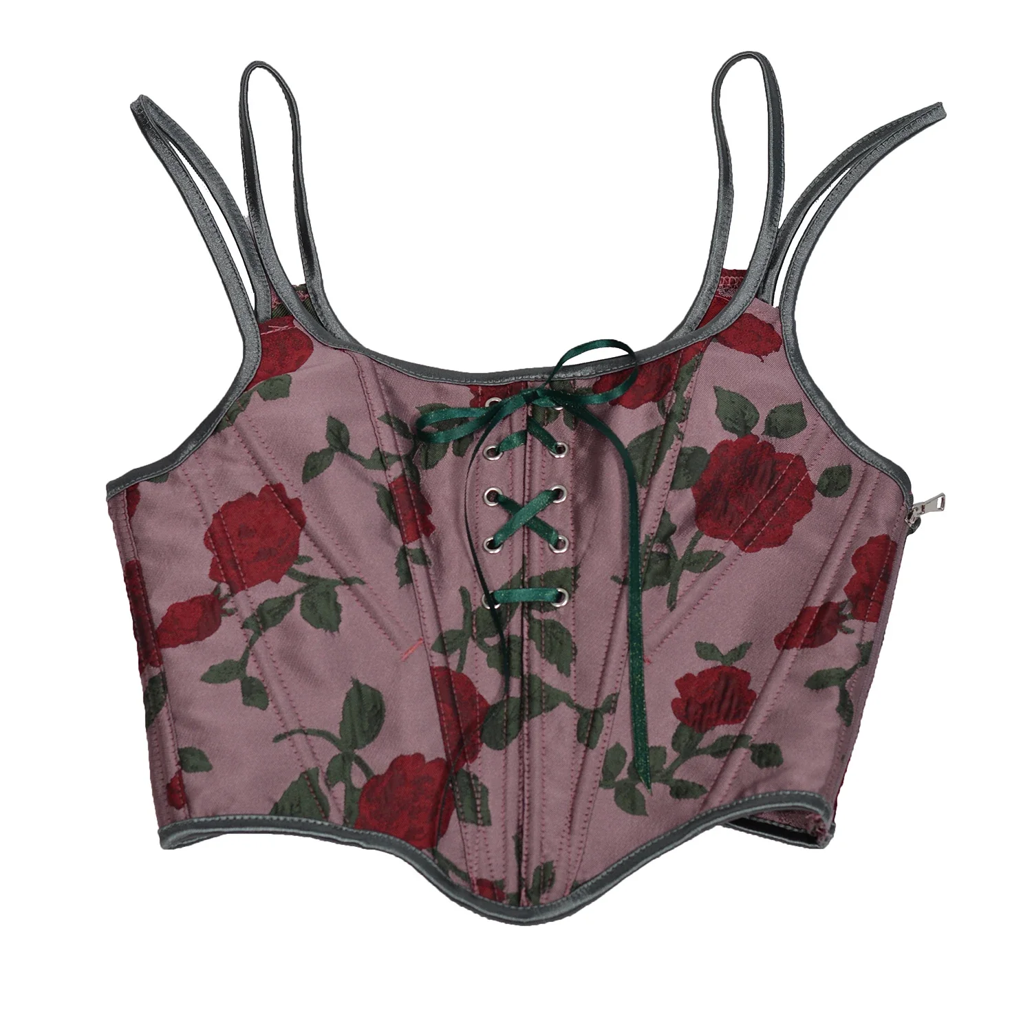 

Sexy Rose Camisole Women Gothic Red Corset Crop Tops Vintage Sleeveless Zipper Corsets Body Shaper Hot Lingeire Y2k Bustiers