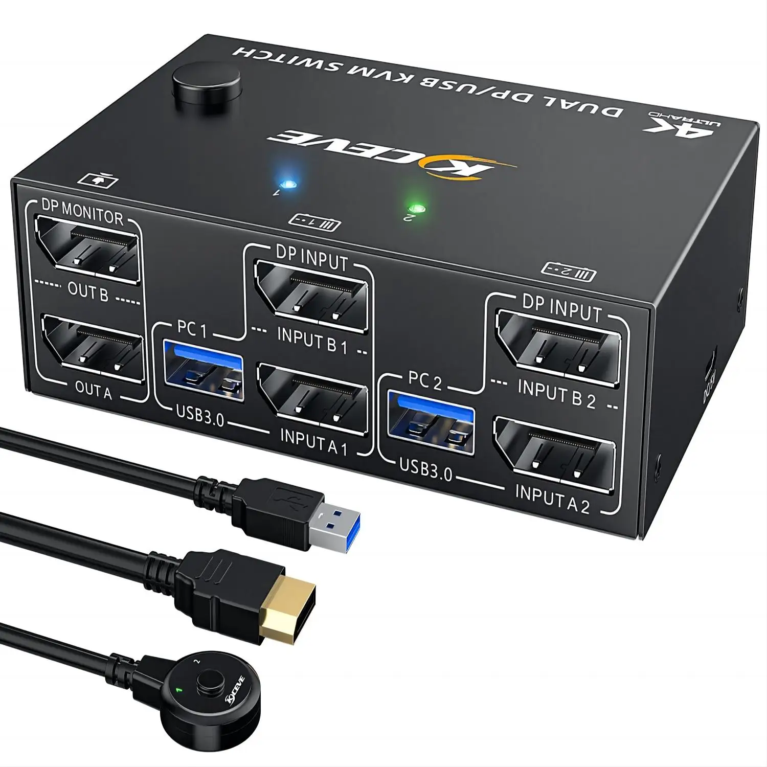 8K USB 3.0 Displayport KVM Switch 2 Monitors 2 Computers 4K@144Hz,Dual Monitor Displayport 1.4 KVM Switches with 4 USB 3.0 Port