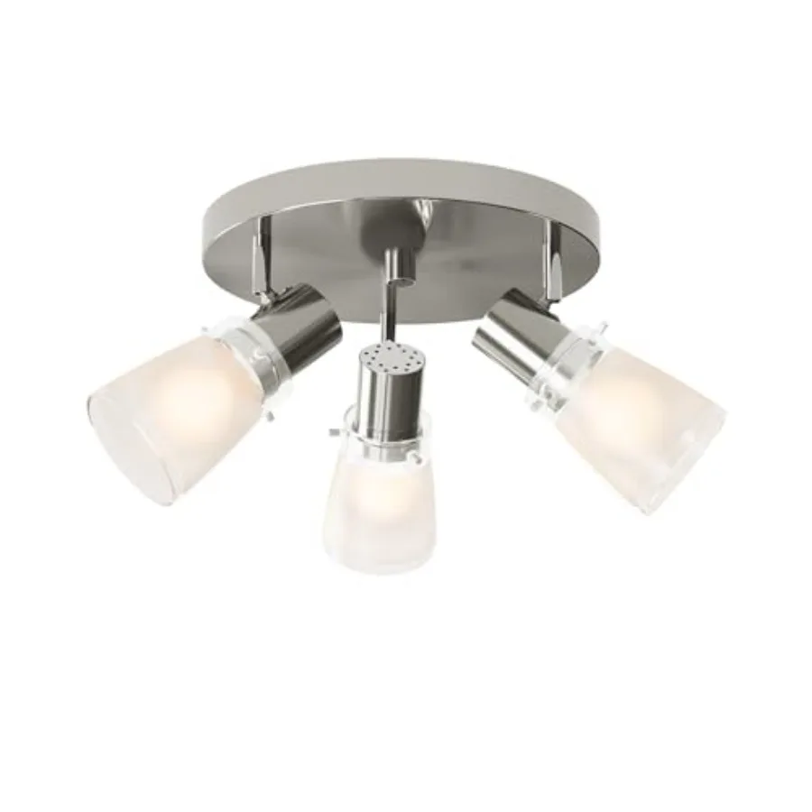 

10" Decorative Track Lighting Kit Brushed Nickel Finish Flush Mount Ceiling Light Fixture with Frosted Glass Shades E26 Base Ad