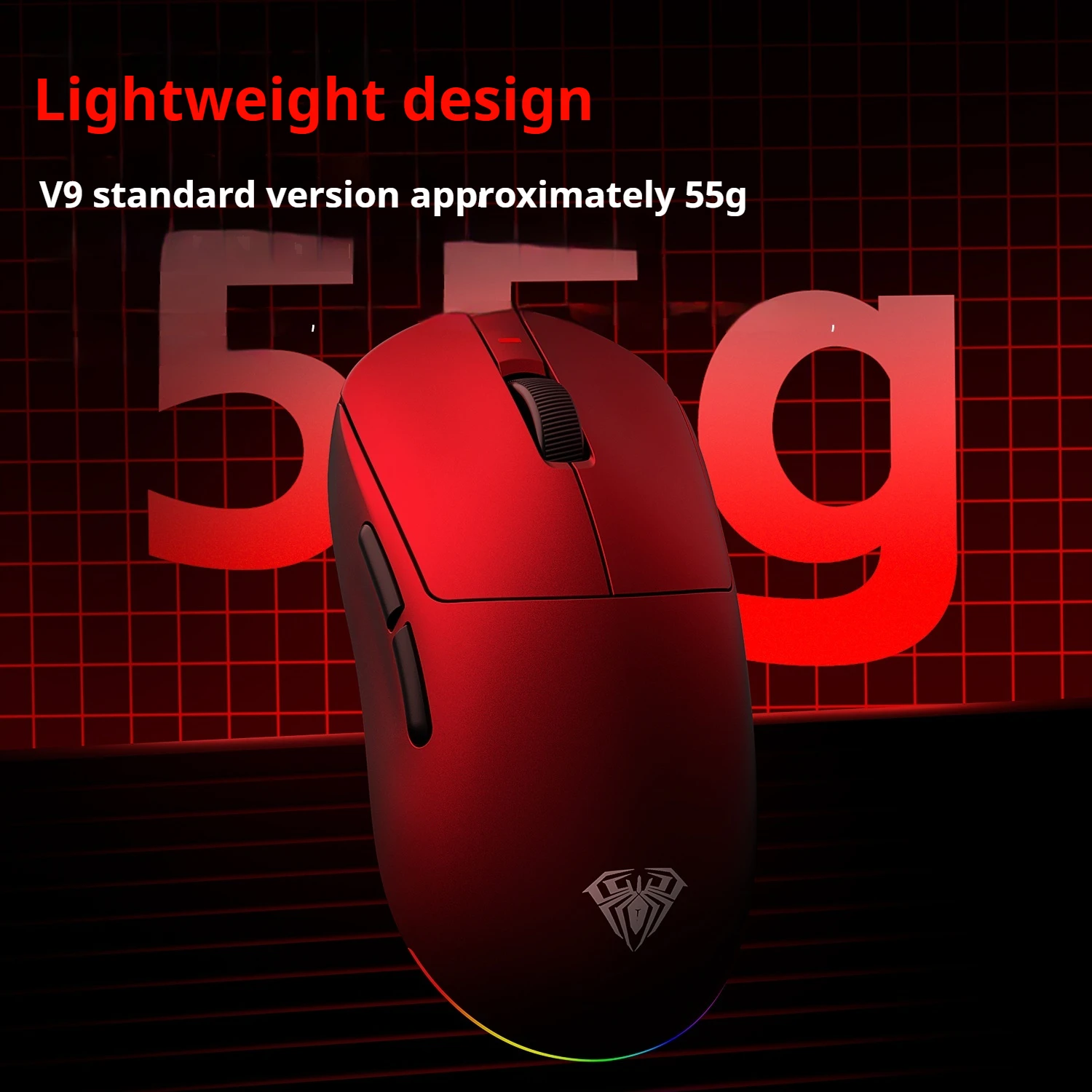 Mouse da gioco serie AULA V9 Tri-Mode Wireless Bluetooth PAW3950 50g Leggero PC Office E-sport 8000HZ Rivestimento Cool Touch