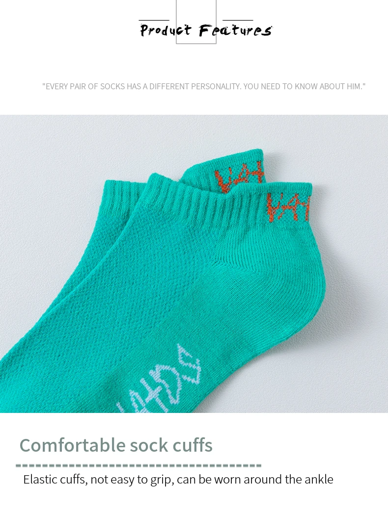 5 Paar bunt gefärbte Knöchelsocken für Herren, atmungsaktiv, modisch, lässig, Street-Style, desodorierend, unsichtbare Reise-Laufsocken – Detail 3