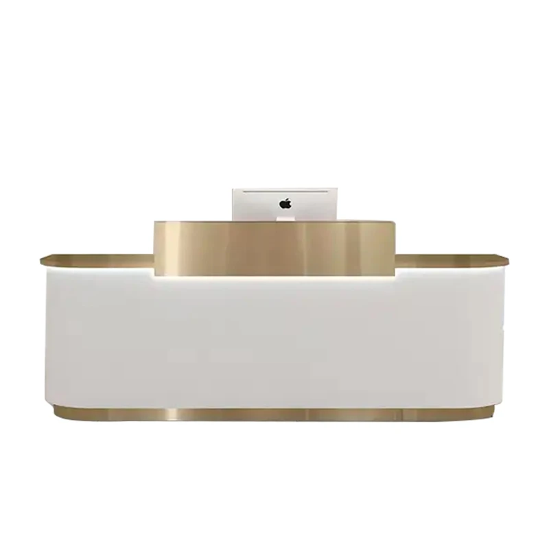 High Quality Modern Reception Counter Table Wooden Office Reception Salon Front Desk With Led Light