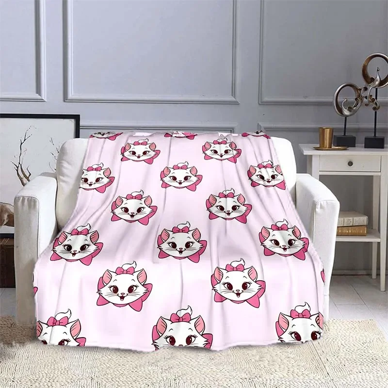 Pink Disney Cat Marie Printed Blanket Children Adult Blanket Soft and Warm Bedding for Bed Sofa Outdoor Travel Cover Blanket