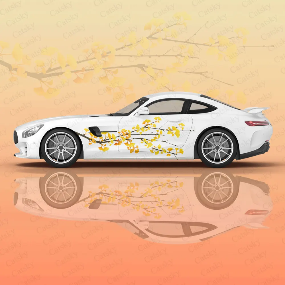 

Ginkgo Biloba Design Car Vinyl Wraps Decal Self-adhesive PVC Sticker Suitable for Trucks SUV Decoration Auto Accessories Gift