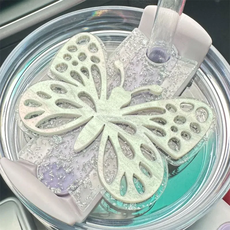 DIY Replacement Lids For Stanley With Hollow Out Butterfly Decoration For Stanley 20-40oz Lids Reusable Cup Lid Birthday Gifts