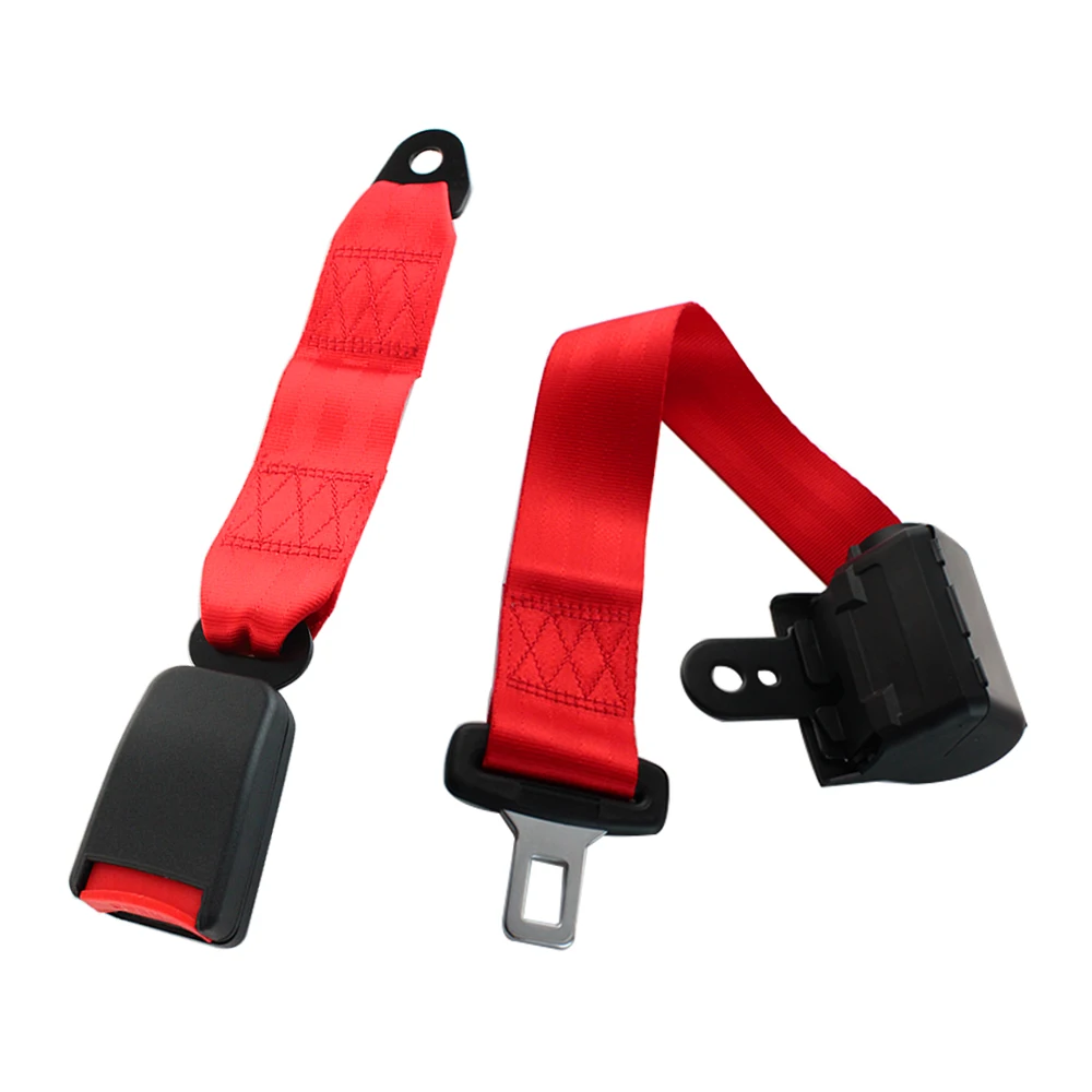 Two-point Red Automatic Telescoping Universal Car Seat Belts Safety Belt Quick Release Buckle Lap