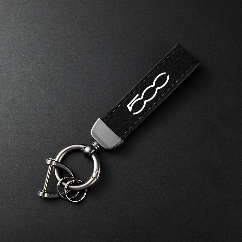Fiat 500 500C 500X 500L Abarth 695 Autoi 고급 가죽 스웨이드 키 체인 말굽 버클이있는 자동차 스포츠 열쇠 고리