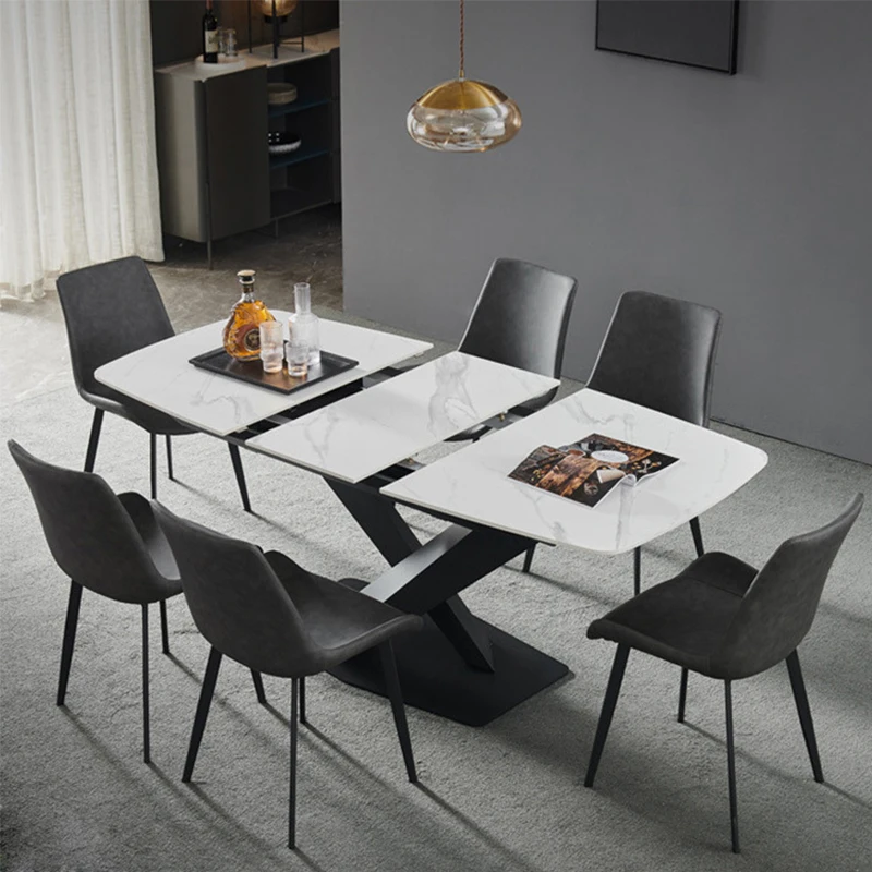 Simple and stretchable rectangular dining table with folding and deformation table and chair combination