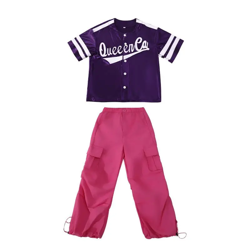 Jazz Dance Costumes For Girls Group Loose Tops Hiphop Pants Suit Children Clothing Ballroom Hip Hop Stage Outfits