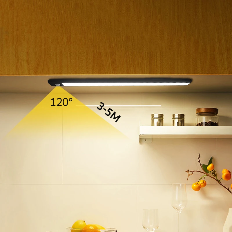 Luz LED para armario con Sensor de movimiento, lámpara nocturna recargable ultrafina para cocina y dormitorio, 20/30/40CM