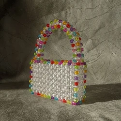 Ins Design Color Bordered Square Women's Bag Fashion Mobile New in Handbag Handmade Beaded Customizable Bags 2024 Hot Sale