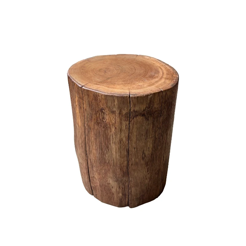 Teak log pier bedside table round pier stool wooden pier coffee table sofa edge wooden pile table