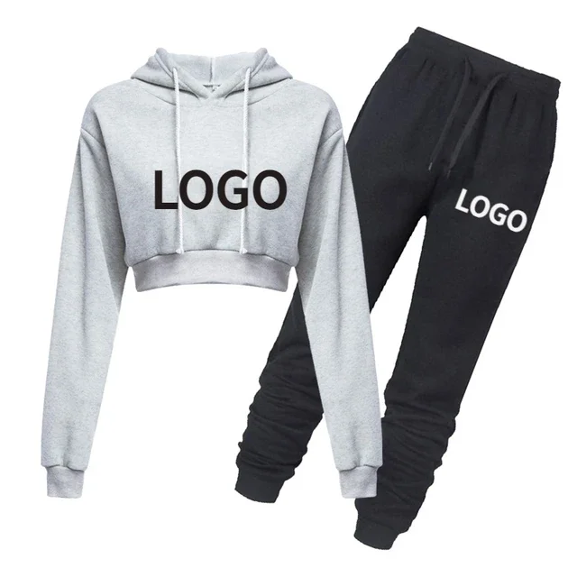 Custom LOGO Women Tracksuit Brand Short Sweatshirts and Pants Outfits Spring Autumn Fashion Casual DIY Female 2 Piece Set